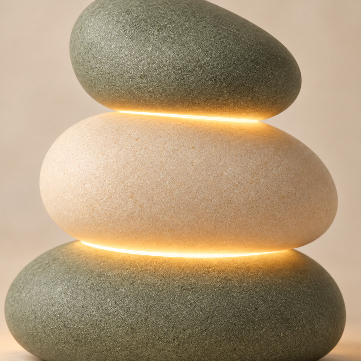 Lámpara LED de mesa con diseño de piedras apiladas – Luz ambiental decorativa con un cálido resplandor blanco