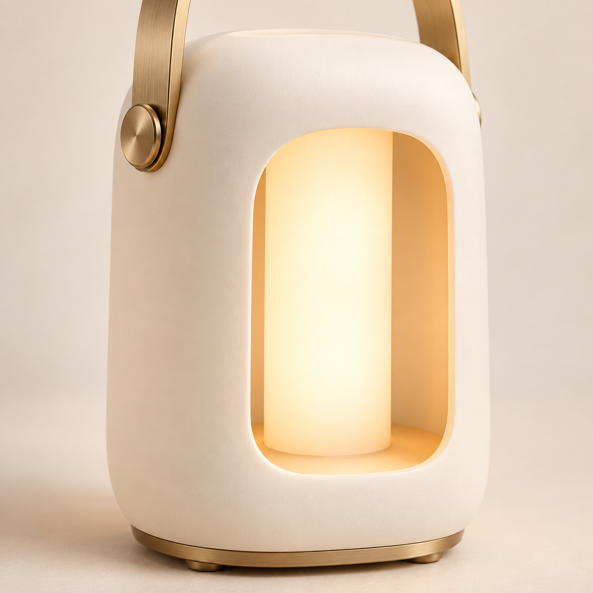 Linterna LED portátil en blanco crema – Luz nocturna minimalista con cálida iluminación ambiental
