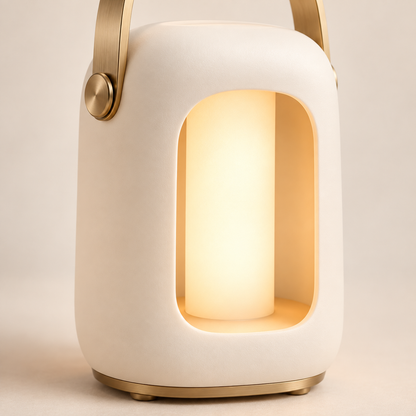 Linterna LED portátil en blanco crema – Luz nocturna minimalista con cálida iluminación ambiental