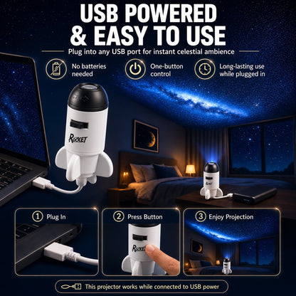 🌳BVJ® Smart Wi-Fi Rocket Star Projector Night Light—💝Create a magical galaxy, ocean, and starry-sky atmosphere for bedrooms, kids’ rooms, and relaxing nights.