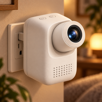 Mini proyector compacto con enchufe integrado – Proyector que ahorra espacio para recámaras y espacios pequeños