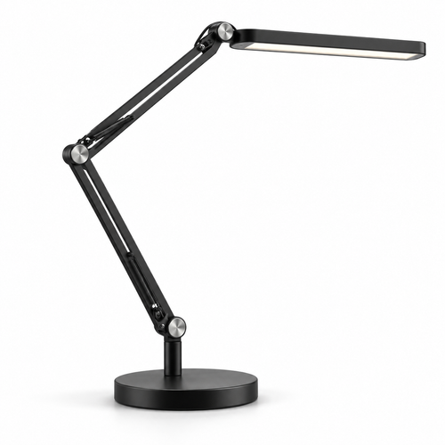 Lámpara LED de escritorio negra con brazo ajustable – Luz de trabajo flexible para oficina, home office y espacios de lectura