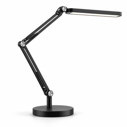Lámpara LED de escritorio negra con brazo ajustable – Luz de trabajo flexible para oficina, home office y espacios de lectura