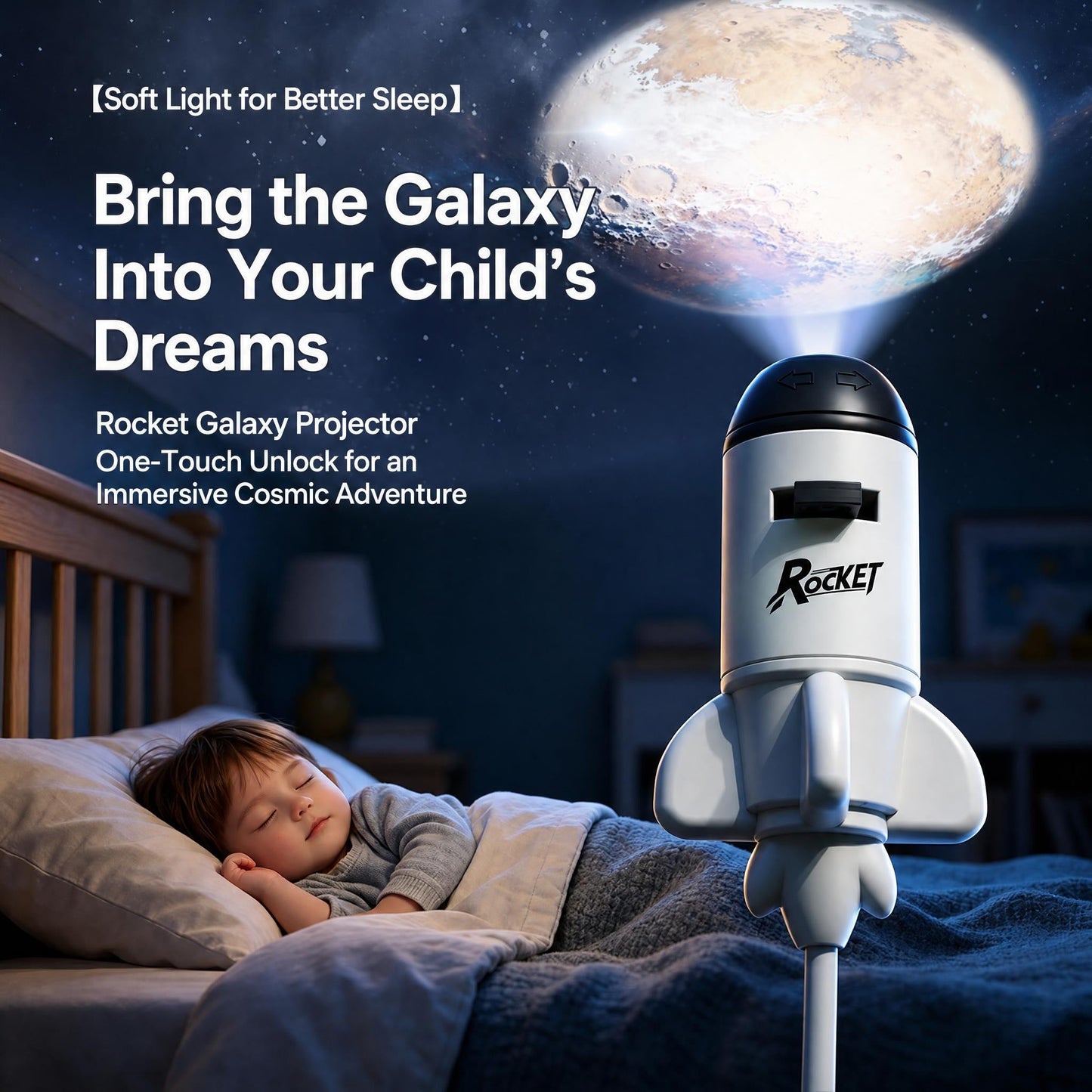 🌳BVJ® Smart Wi-Fi Rocket Star Projector Night Light—💝Create a magical galaxy, ocean, and starry-sky atmosphere for bedrooms, kids’ rooms, and relaxing nights.