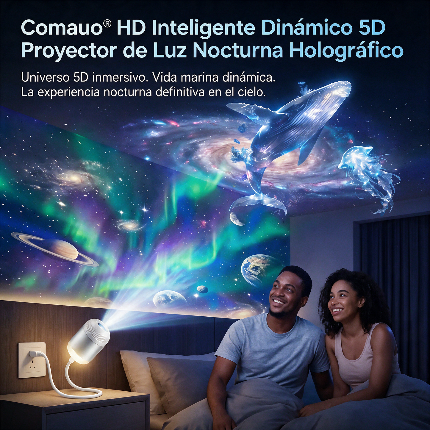 🌳 Comauo® Proyector de Luz de Noche - Proyector Estelar Holográfico Inteligente