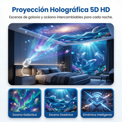 🌳 Comauo® Proyector de Luz de Noche - Proyector Estelar Holográfico Inteligente