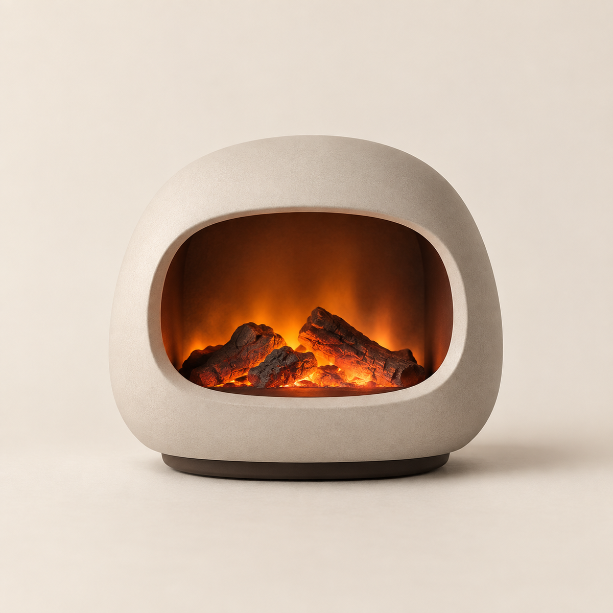 Lámpara LED decorativa tipo chimenea en blanco crema – Luz ambiental moderna con acogedor efecto de llama