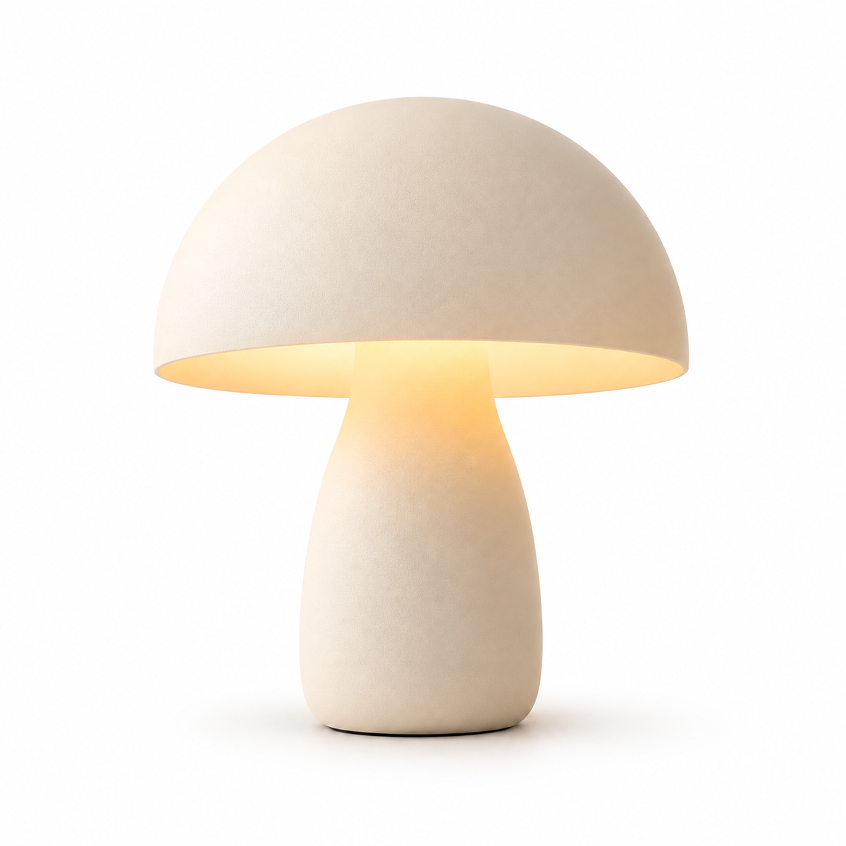 Lámpara LED de mesa en forma de hongo en blanco crema – Luz nocturna minimalista con cálida iluminación ambiental