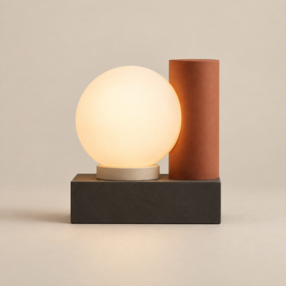 Lámpara LED moderna de mesa con esfera luminosa – Luz ambiental geométrica en tonos naturales cálidos