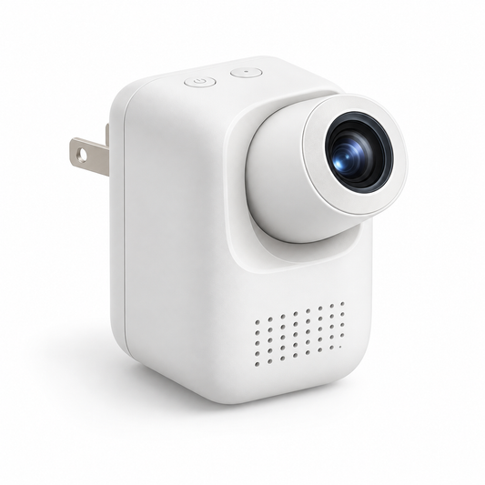 Mini proyector compacto con enchufe integrado – Proyector que ahorra espacio para recámaras y espacios pequeños