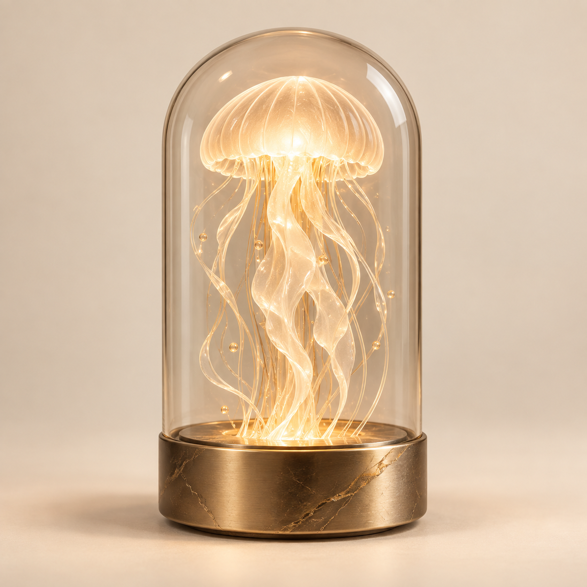 Lámpara decorativa de medusa bajo cristal – Elegante luz ambiental con un cálido resplandor para salas y recámaras