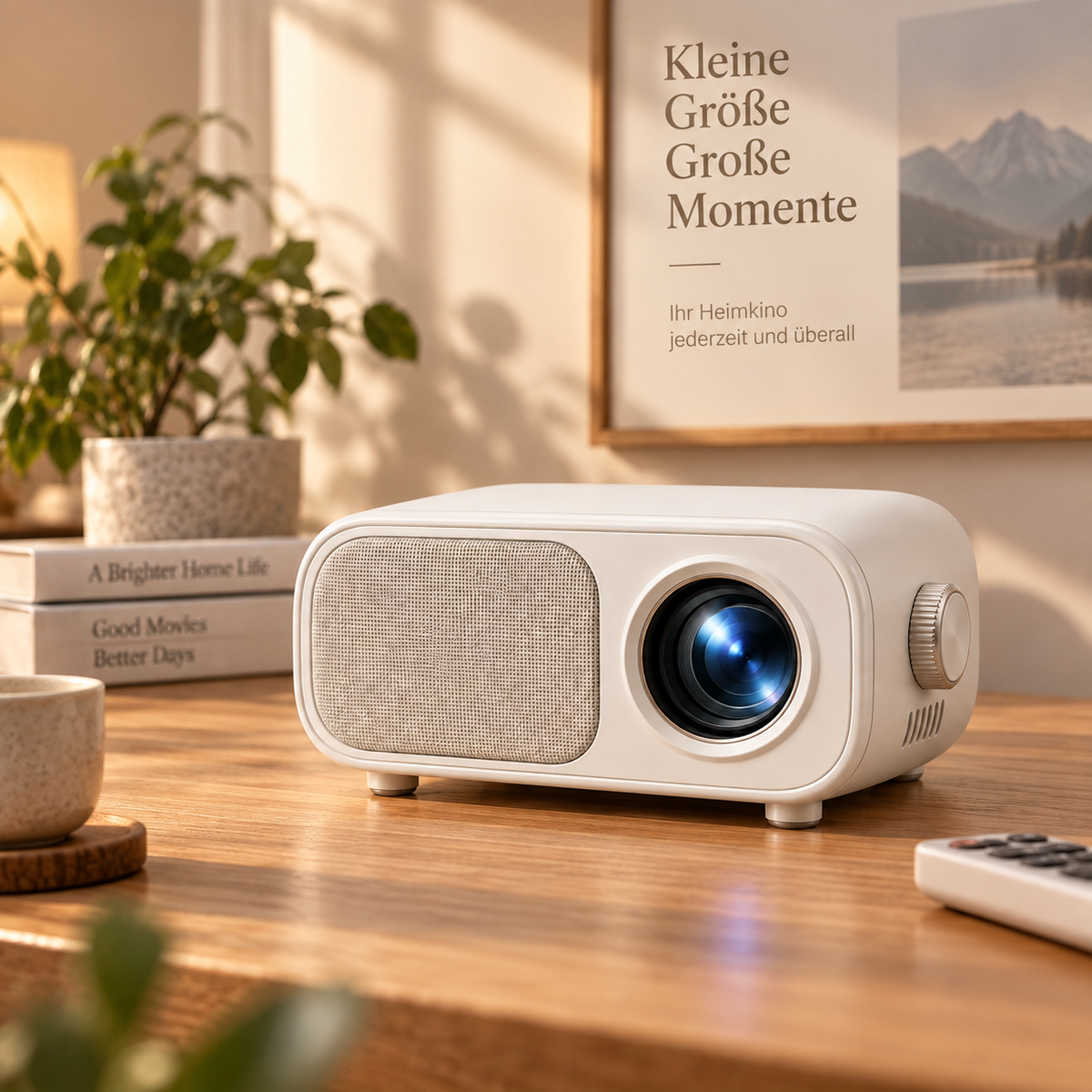 Mini proyector compacto de estilo retro – Elegante proyector para cine en casa, ideal para sala, recámara y noches de películas