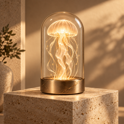 Lámpara decorativa de medusa bajo cristal – Elegante luz ambiental con un cálido resplandor para salas y recámaras