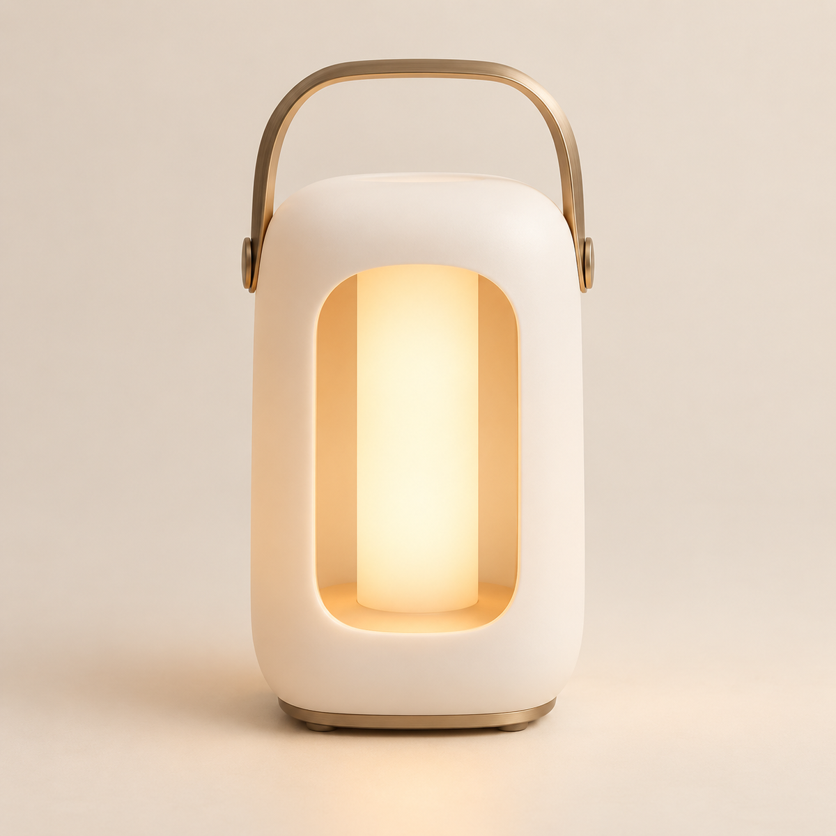 Linterna LED portátil en blanco crema – Luz nocturna minimalista con cálida iluminación ambiental
