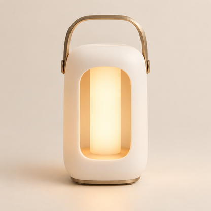 Linterna LED portátil en blanco crema – Luz nocturna minimalista con cálida iluminación ambiental